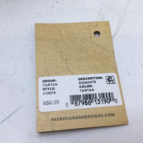 Patricia Nash Diamante Leather Round Zip Jewelry Case Bag Plaid Tartan Red Pouch - Picture 10 of 11